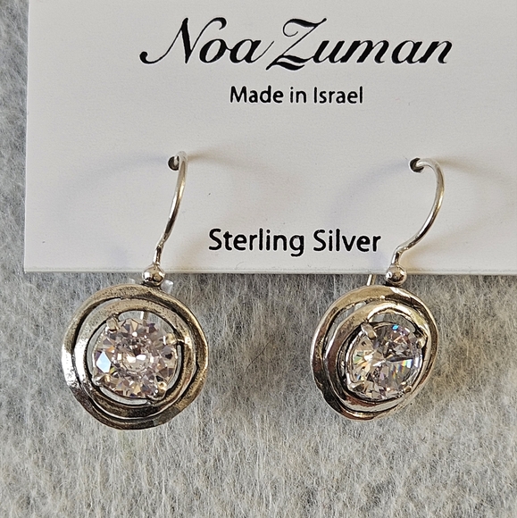 Noa Zuman Made in Israel Sterling Silver Zirconia Earrings - Picture 11 of 13